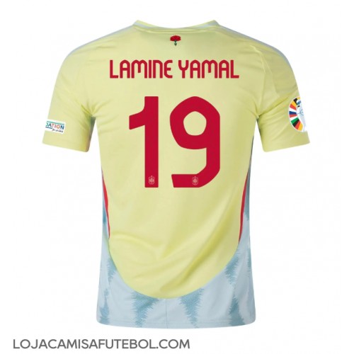 Camisa de Futebol Espanha Lamine Yamal #19 Equipamento Secundário Europeu 2024 Manga Curta